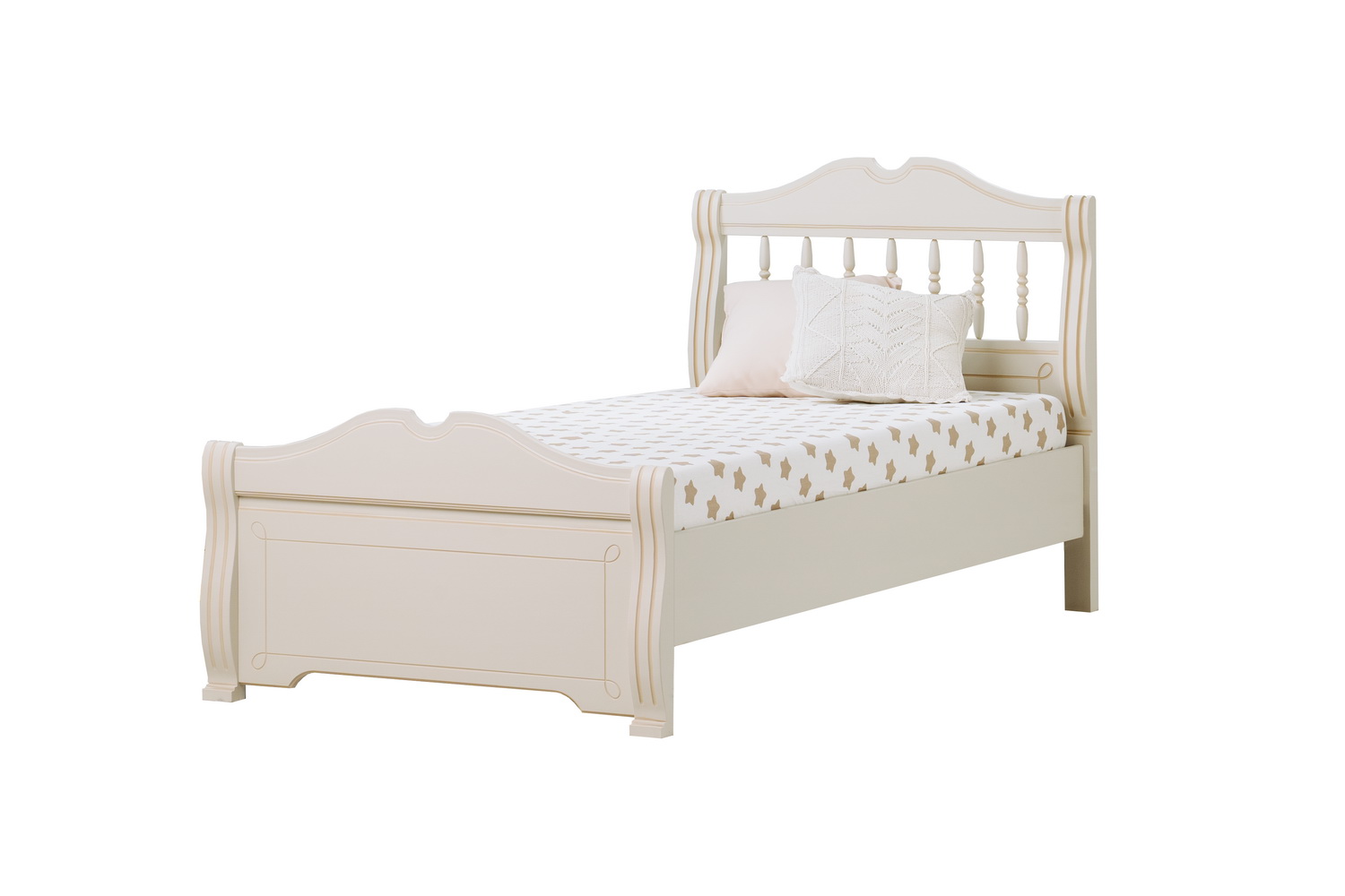 Кровать односпальная белая массив Бетти №31 1200х2000