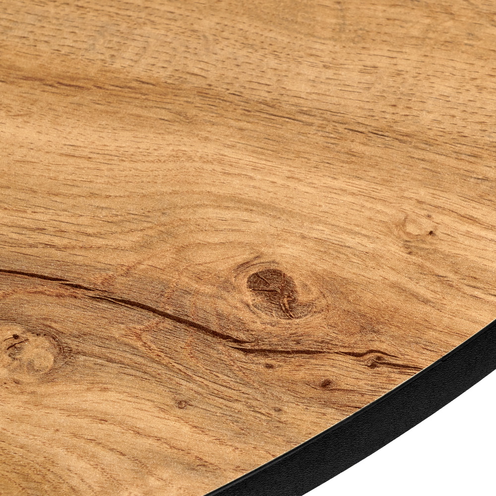 Стол Rufus круглый раскладной 100-130x100x75см, Дуб Вотан, чёрный