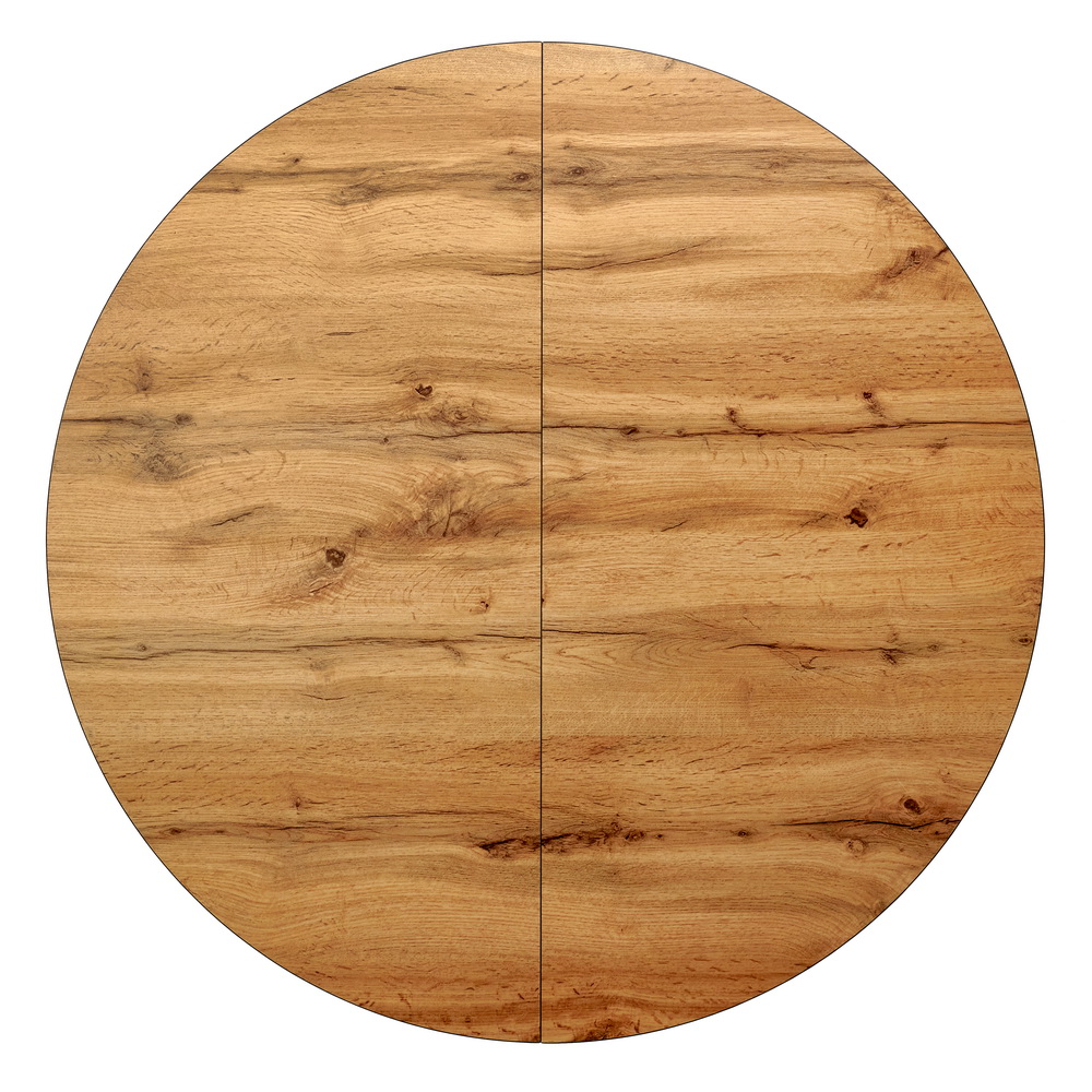 Стол Rufus круглый раскладной 100-130x100x75см, Дуб Вотан, чёрный