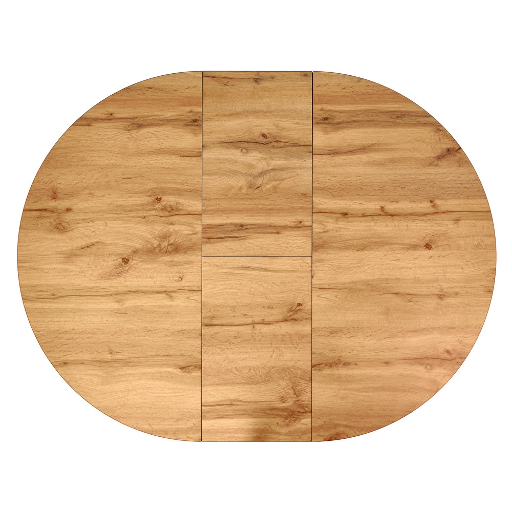 Стол Rufus круглый раскладной 100-130x100x75см, Дуб Вотан, чёрный