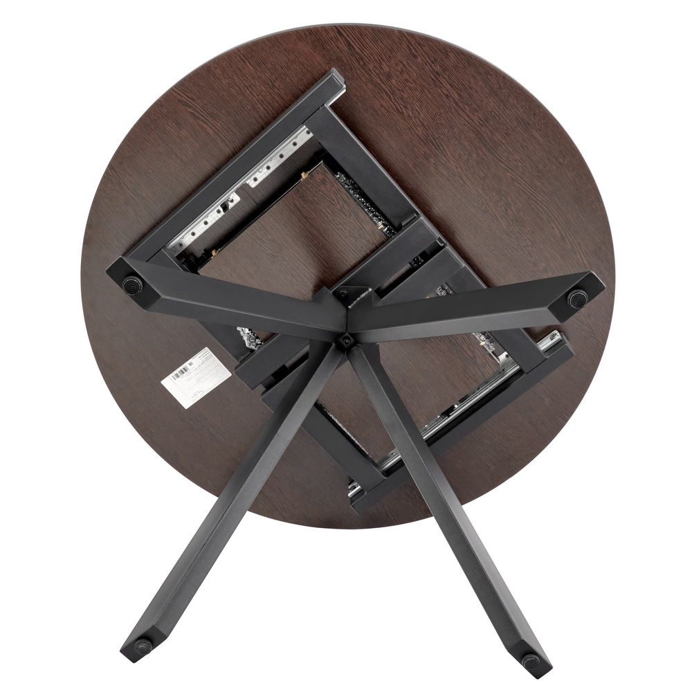 Стол Rufus круглый раскладной 100-130x100x75см, Дуб Вотан, чёрный