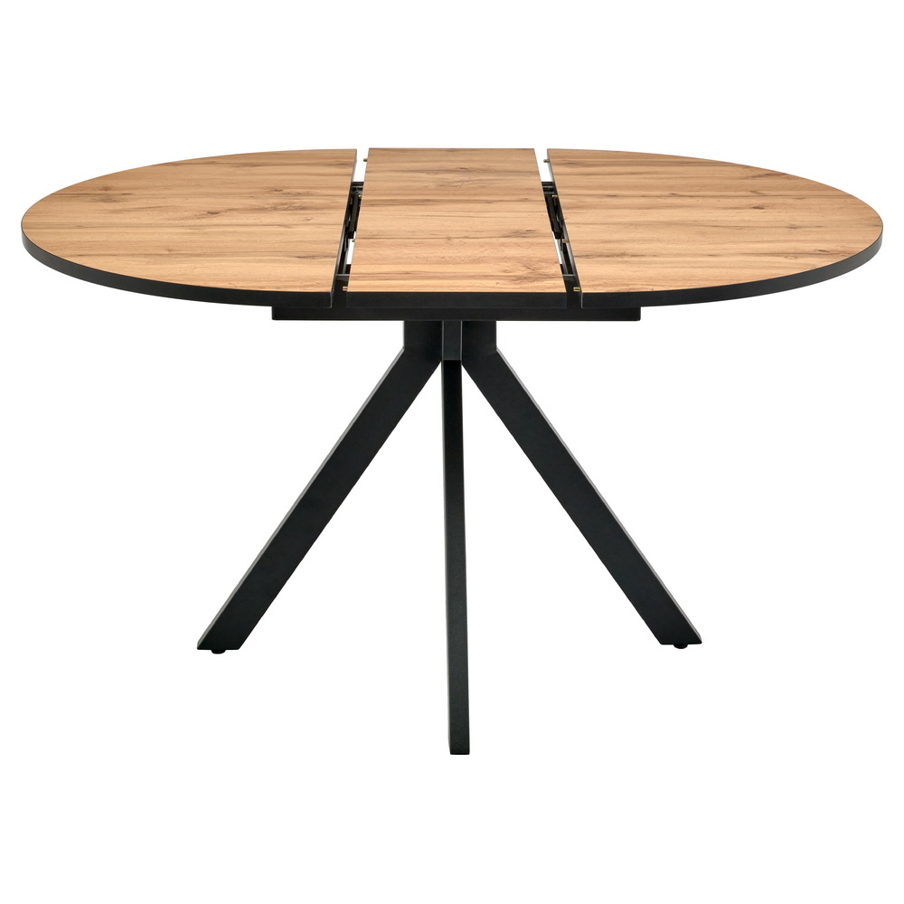 Стол Rufus круглый раскладной 100-130x100x75см, Дуб Вотан, чёрный