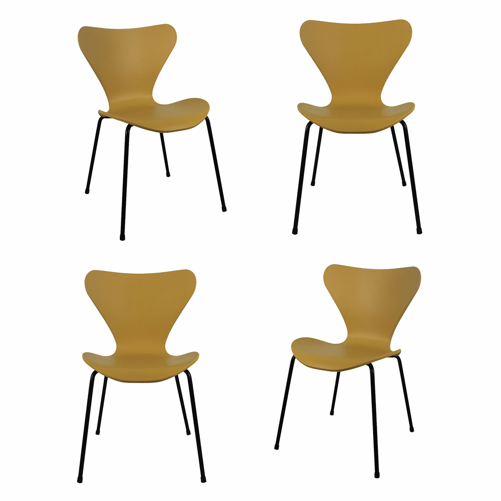 Комплект из 4-х стульев Seven Style горчичный с чёрными ножками