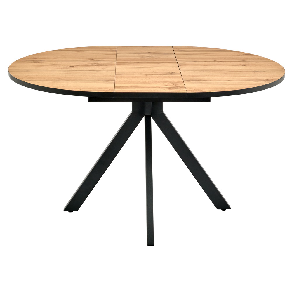 Стол Rufus круглый раскладной 100-130x100x75см, Дуб Вотан, чёрный