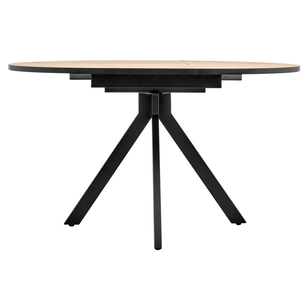 Стол Rufus круглый раскладной 100-130x100x75см, Дуб Вотан, чёрный