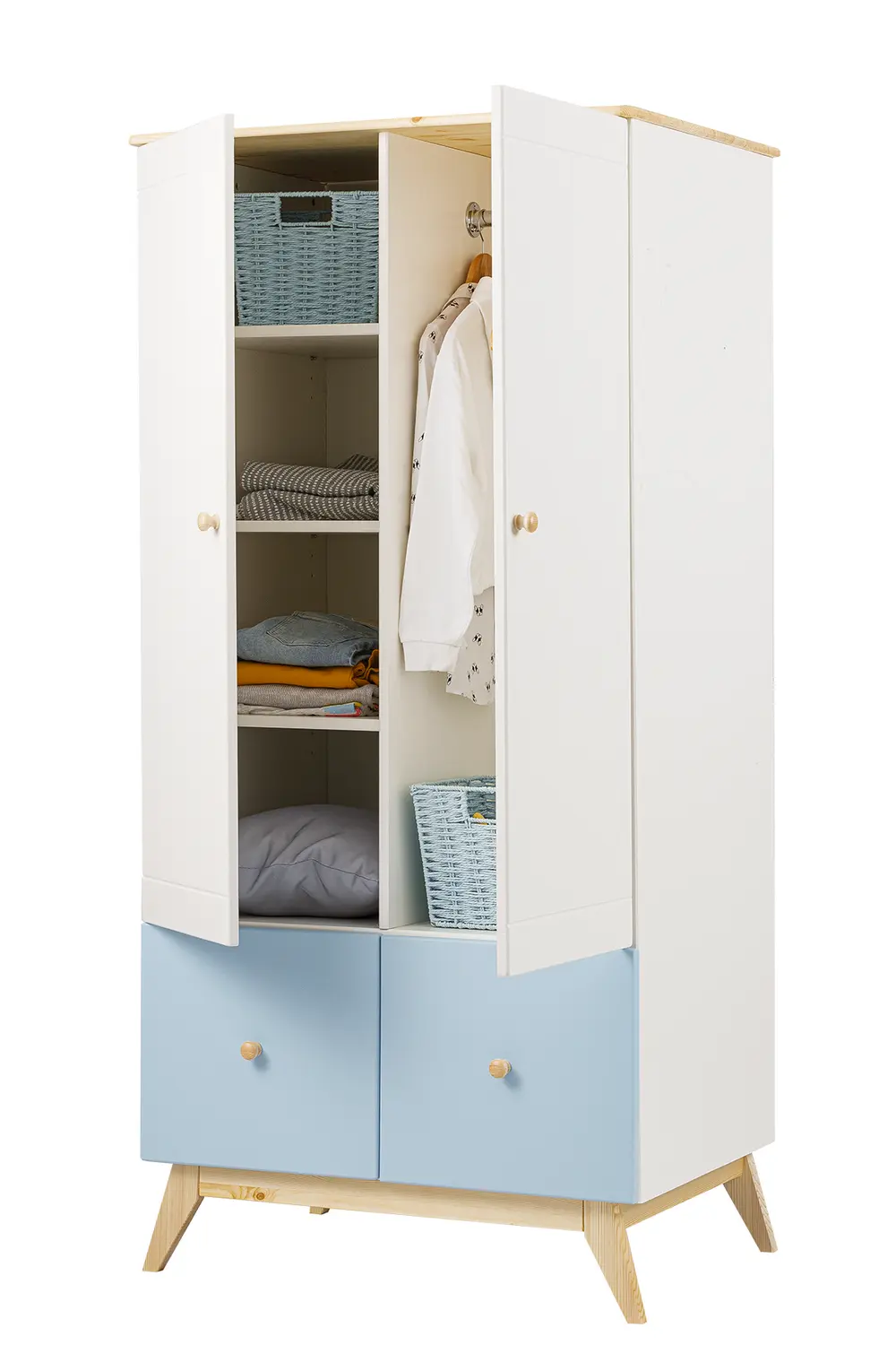 Шкаф в детскую комнату для одежды белый ТК №6 2-ств.
