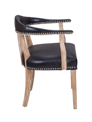 Мягкий стул с подлокотниками Tanner Black Leather