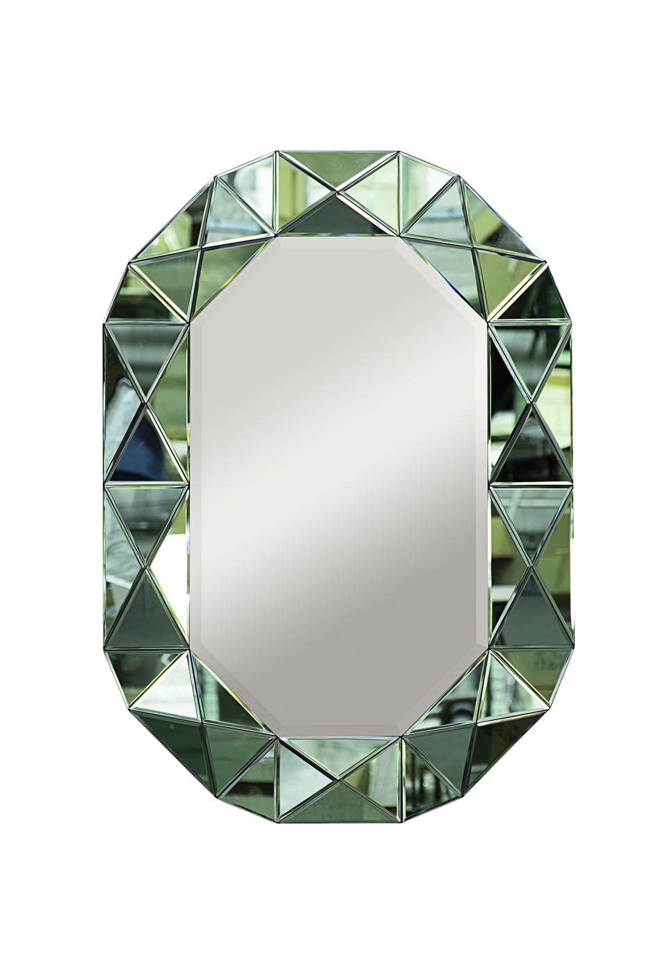KFG079 Зеркало в зеленой зеркальной раме 