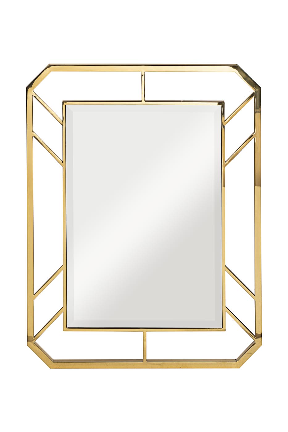 KFG081 Зеркало прямоугольное в металлической раме, цвет золото