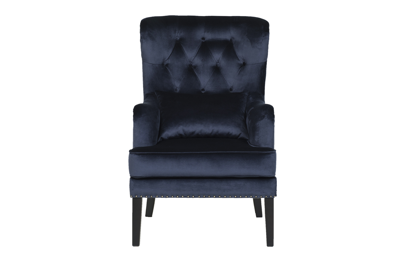 Кресло Rimini, велюр синий Bel18, с подушкой