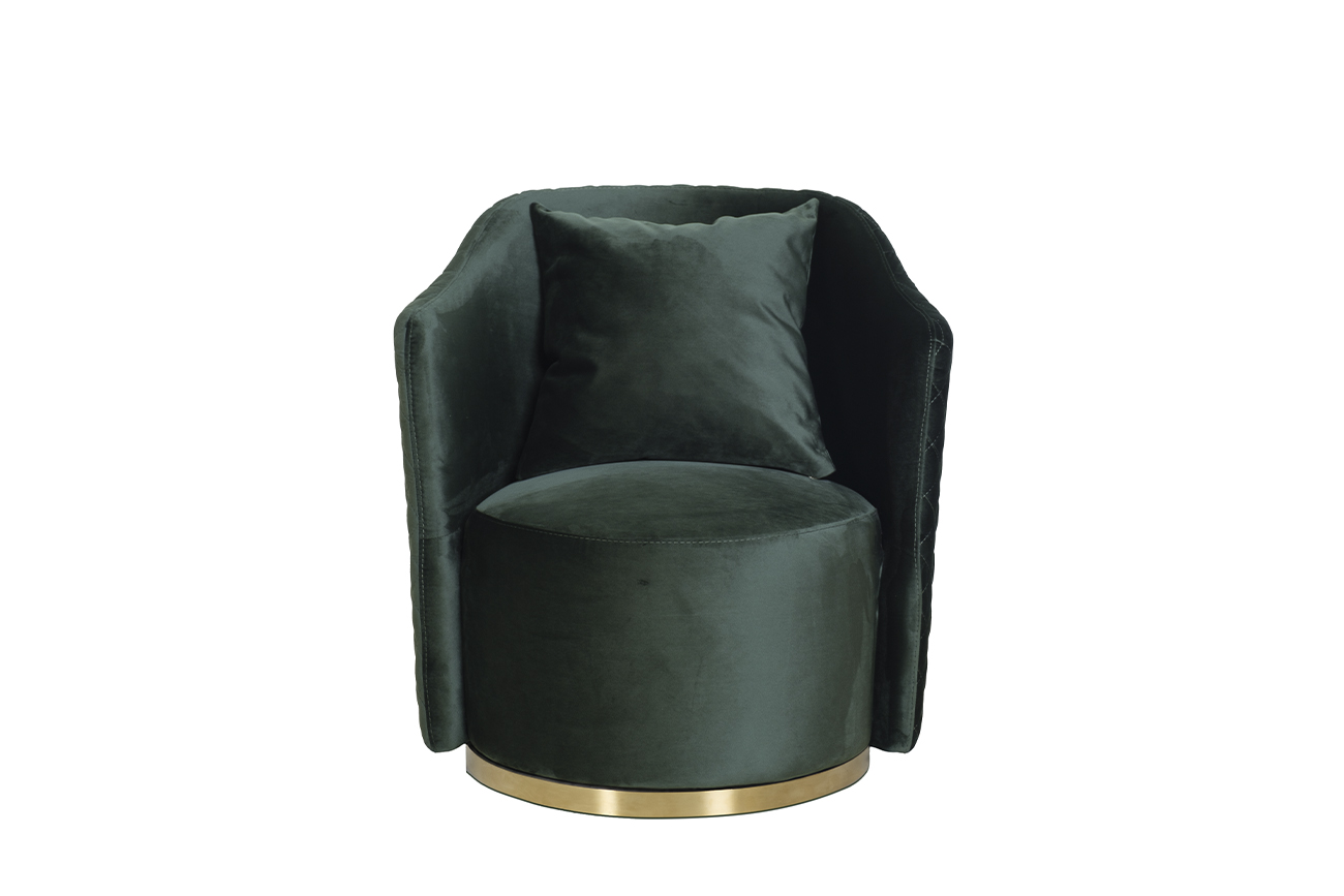 Кресло Verona вращающееся, велюр зеленый Bel37/ золото