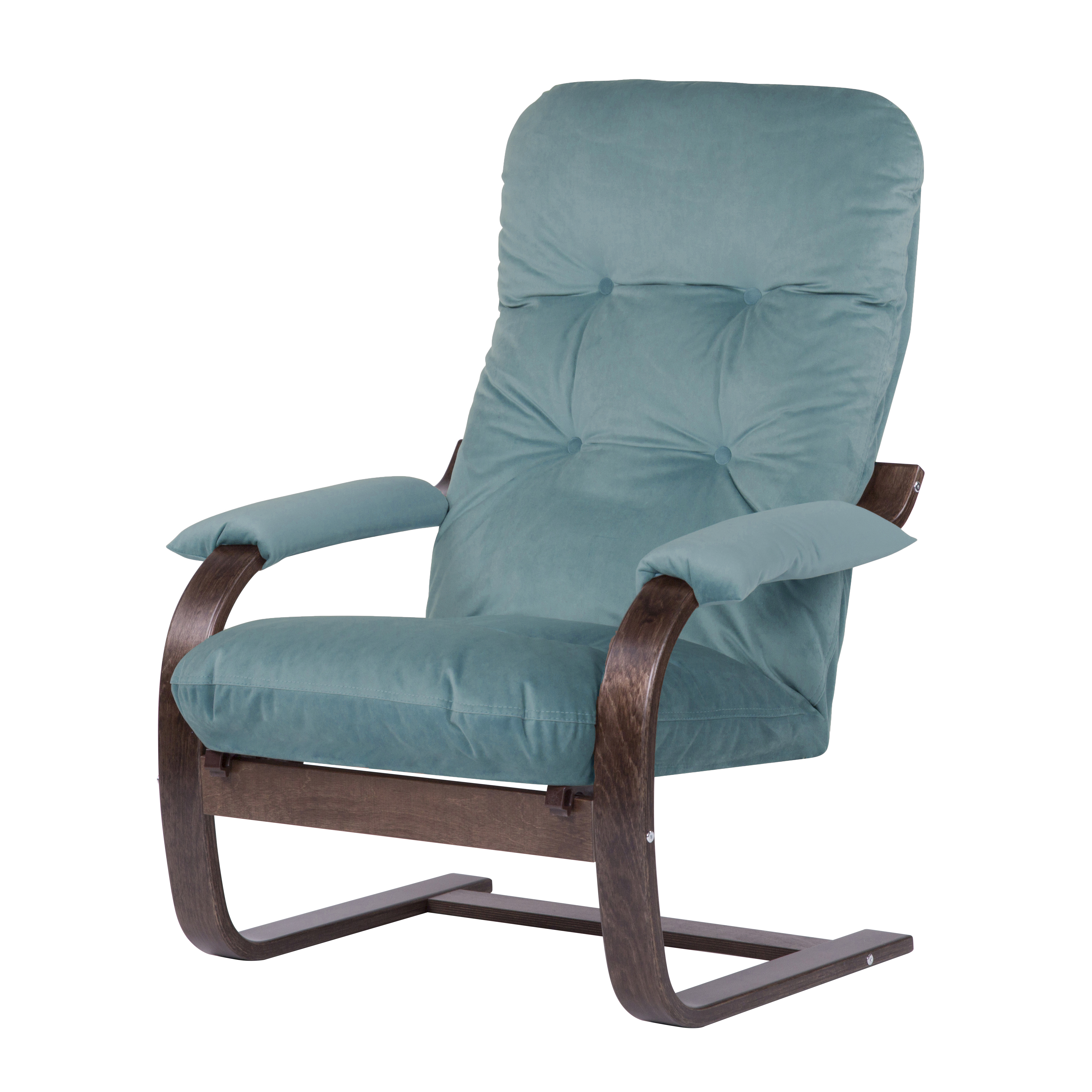 кресло Онега-2  Бархат Зеленый каркас  Орех