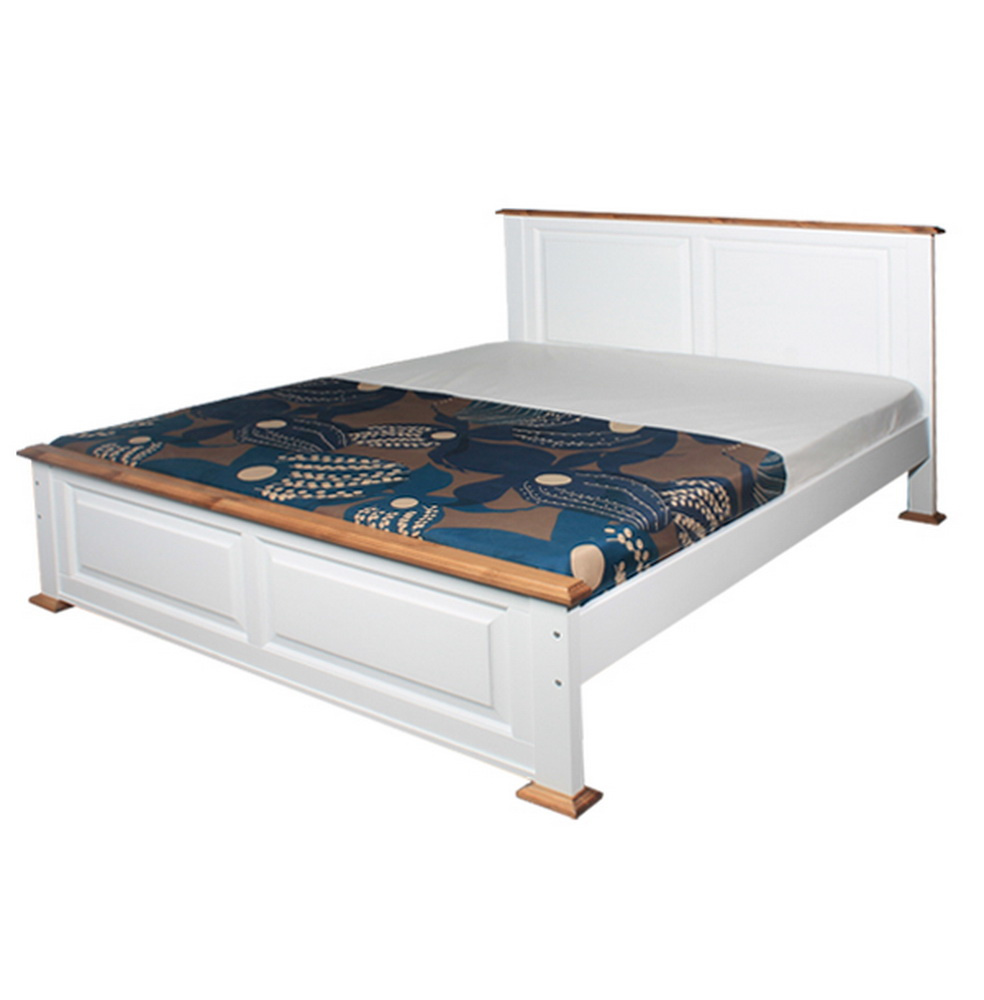 Кровать двухспальная массив Брусно 1400х2000 /белый лак/светлый орех/ (выставочный образец)