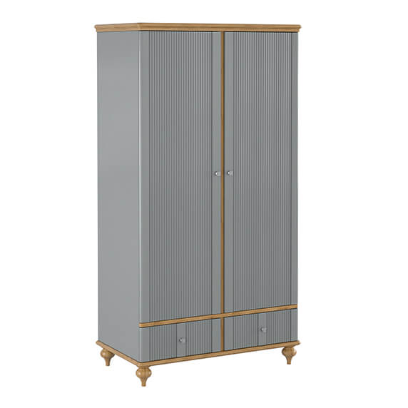 Шкаф для одежды серый с ящиками «Рандеву" 22 (серый 7042/антик-24)