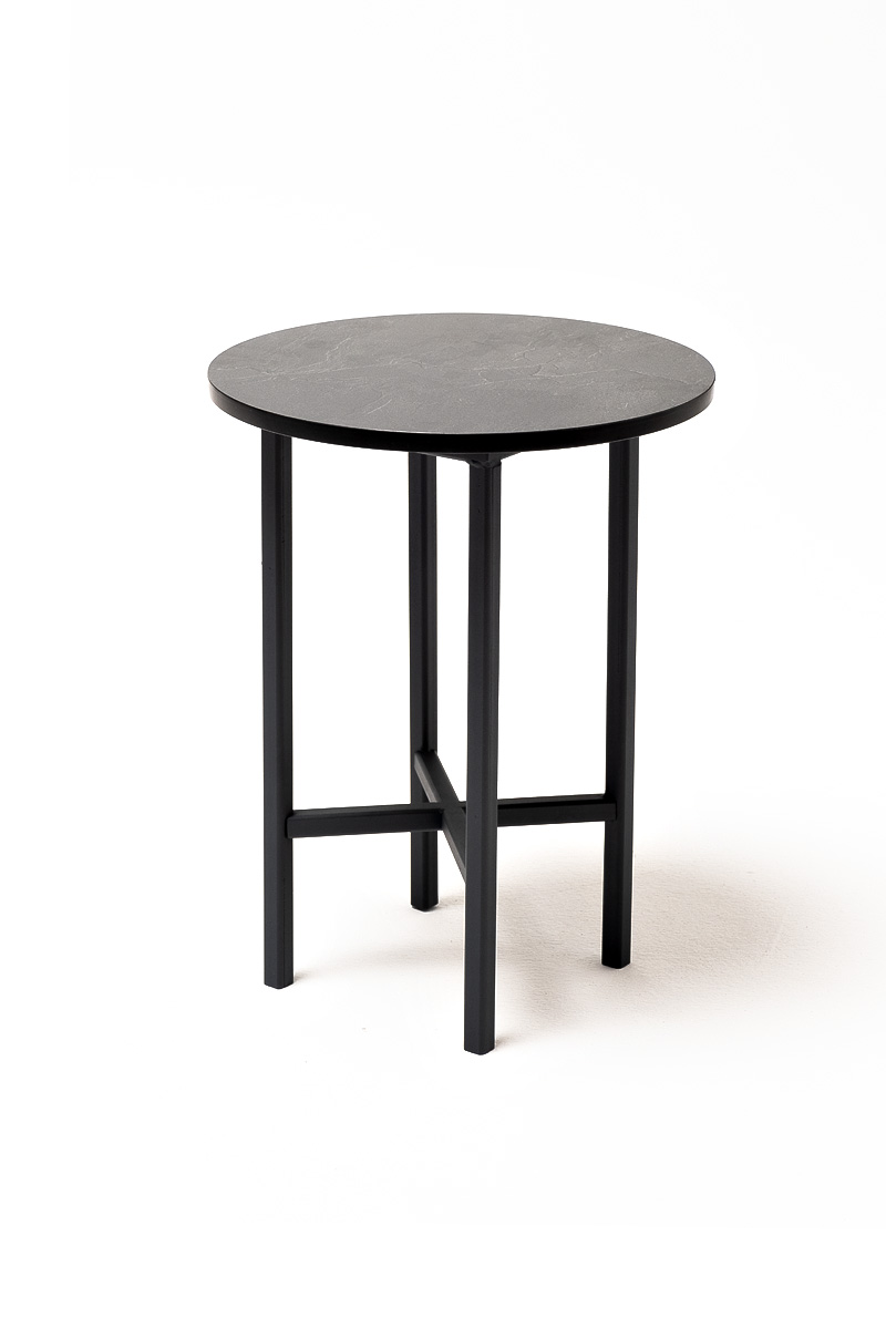 "Кипр" интерьерный стол из HPL круглый Ø30 H40, цвет "серый гранит"
