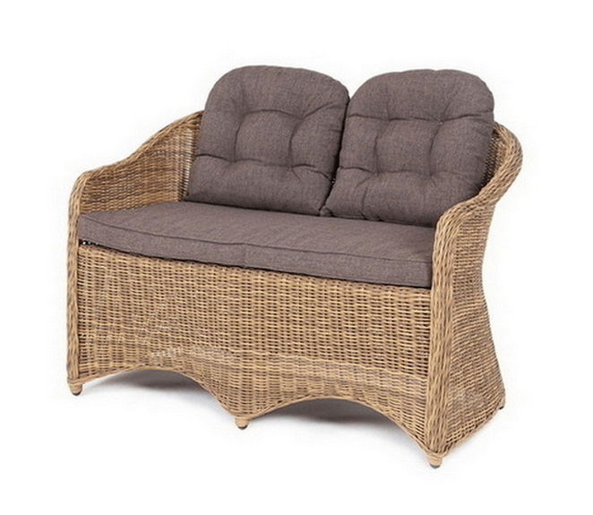 "Равенна" диван двухместный плетенный из ротанга, цвет соломенный
