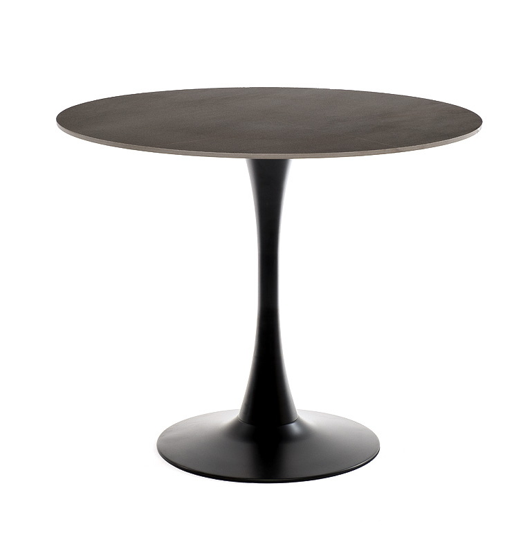 "Сатурн" стол интерьерный круглый обеденный из керамики, цвет черный матовый