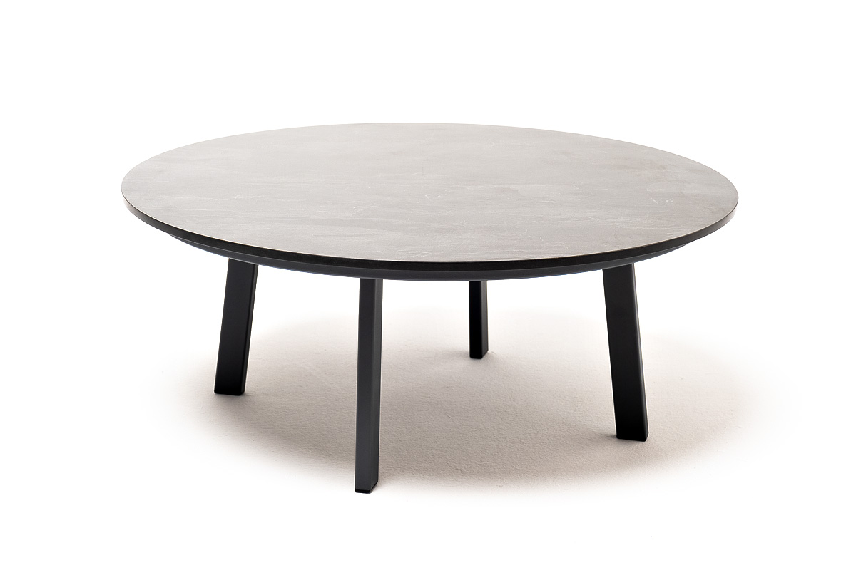 "Альберто" интерьерный стол из HPL круглый Ø80 H34, цвет "серый гранит"