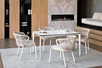 "Малакио" обеденная группа на 4 персоны со стульями "Миленто", каркас белый, роуп бежевый